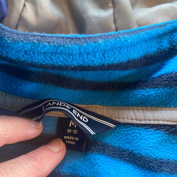 Lands End VGUC size M(8-10) blue 3-in-1 fleece lined jacket - Picture 4 of 6